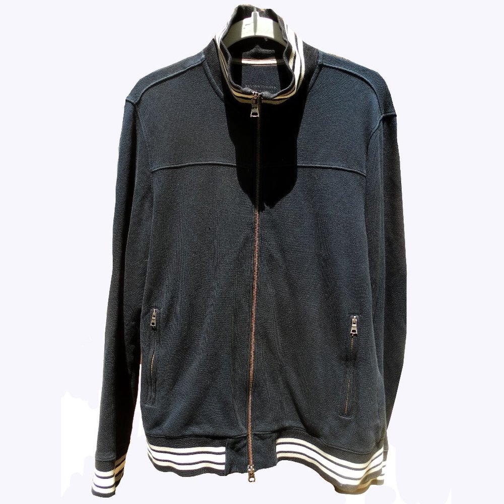 Banana Republic striped black zipper knit jacket S